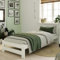 Holzbett 100x200 cm mit Lattenrost Modern Bett Bed Kiefer Massiv Bettgestell Einzelbett Massivholzbett Klassisch | Komfortabel & Langlebig | Skandinavisch Boho Landhaus Kopfteil mittel weiß