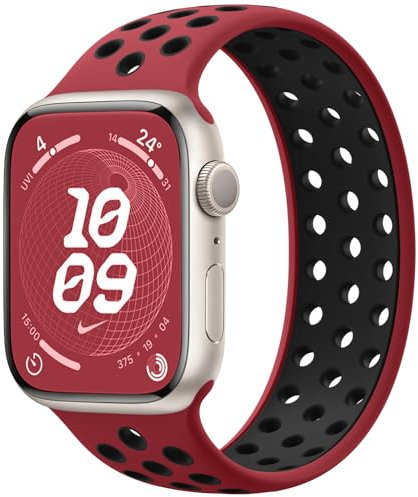 Charlam Sportiva Loop Cinturino Compatibile con Cinturino Apple Watch 45mm 44mm 42mm 49mm, Cinturini in Silicone Morbido e Traspirante per iWatch Serie 9 8 7 6 5 4 3 2 1 SE Ultra, Uomini, Rosso/Nero