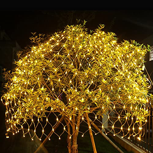 Izrielar LED Lichternetz 1.5x1.5m 96 LED Lichternetz Warmweiß 8 Modi Lichterkettennetz Lichtervorhang mit Controller Lichterkette Netz für Zimmer Innen und Außen