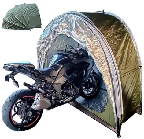 YSMSMZJK Garage Moto per Esterno Appeso 2 in 1 Garage Moto per Esterno con Tessuto Oxford 210D PU4000 Impermeabile Casetta Attrezzi Giardino Capanno da Giardino,Green
