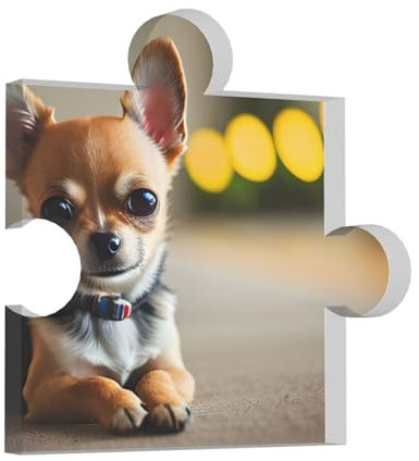 Cartel de perro chihuahua con impresión acrílica para decoración del hogar, bodas, escritorios conmemorativos, oficina, corazón personalizado