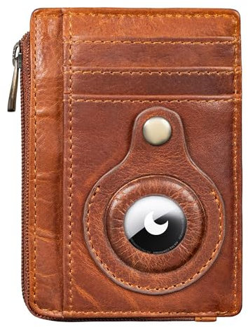 STILORD 'Sandro' 2-in-1 Echtleder Geldbeutel für Airtag Mini Schlüsselmäppchen Herren Portemonnaie Leder Brieftasche Slim Wallet mit Münzfach Portmonee Herren RFID Geldbörse, Farbe:Kara - Cognac