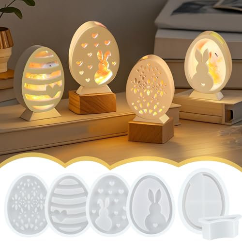 Silikonformen Gießformen Ostern 6 Stück Silikonform Ostern Silikonformen Gießformen Frühling Gießform Ostern Hase Ostereier DIY Silikon Gießform Ostern