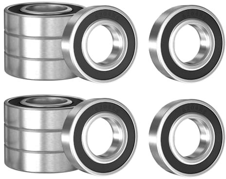 BORDSTRACT 6204-2RS Rillenkugellager, 10 Stück, 20 mm x 47 mm x 14 mm, gummigedichtete, doppelseitige Stahl-Kraftübertragungslager