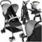 tectake® Passeggino Pieghevole, Passeggino Leggero con Cintura a 5 Punti Regolabile, Freno a Pedale, Tettuccio Parasole, Ruote Girevoli, Passeggino per Bambini da 0 a 3 Anni – Nero