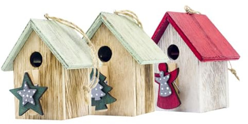 Zerodeko 3stücke Holzhäuschen Weihnachtsdeko Anhänger Bunter Weihnachtshaus Schmuck Dekorative Holzhaus Ornament Weihnachtshütte Für Baum Dekoration Weihnachtsdeko Aus Holz