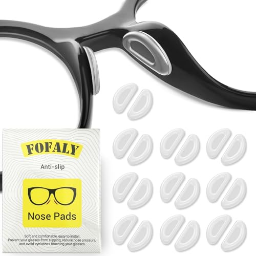 FOFALY Eyeglass Nose Pads, Anti Slip Nose Pads for Glasses, Soft Comfortable Silicone Cushions for Sunglasses, Reduce Pressure and Prevent Slipping for Glasses (10 Clear Pairs)