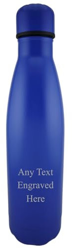 Personalised Engraved Any Message 500ml Thermos Insulated Water Bottle Hot or Cold Drinks Selection of Colours (Dark Blue)