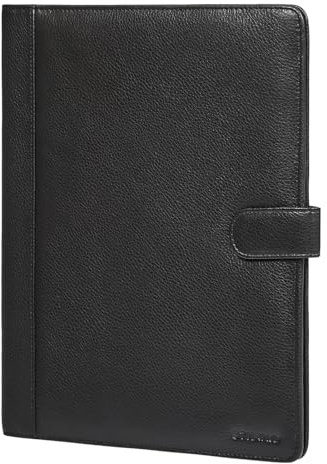 STILORD Raymond Echtleder Klemmbrett Mappe A4 Dokumentenmappe Leder Konferenzmappe Schwarz Business Klemmbrettmappe Vintage Schreibmappe mit Klemmbrett & Magnetverschluss