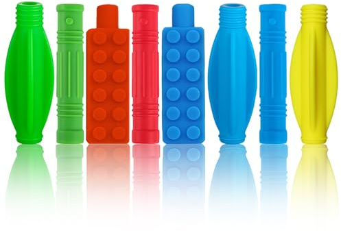 ANSUG 8 Stück kauschutz Stifte, Pencil Topper Chew, Stift Kauaufsätze Bleistift Kauen,