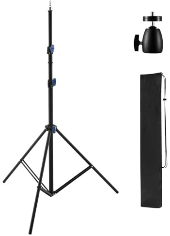 Light Stand Photography with 360° Ball Head, 10ft/305cm Adjustable Photography Tripod Stand, 1/4 Screw Professional Lighting Stand for Camera, Softbox, Strobe Light, Flash and Video Lighting