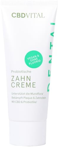 Probiotische Zahnpasta ohne Fluorid | 100% vegan & Apothekenqualität | Erfrischender Minzgeschmack | Unterstützt die Mundflora - rein natürliche Zahncreme mit Probiotika | 75ml | CBD VITAL