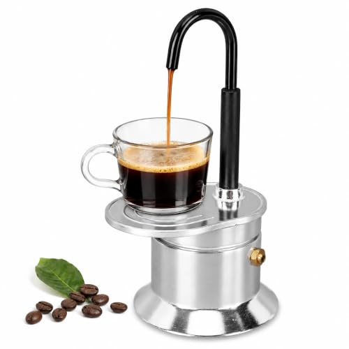 WAHEWUD Caffettiera a Tubo Singolo, Mini Macchina per Caffè Espresso, Lega di Alluminio Erogazione Rapida, Moka Portatile da Campeggio e Casa (Facile da Pulire)