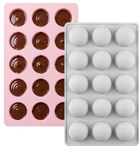 2 Piezas Molde Esfera Silicona Alimentaria, Ø 2cm, Moldes Esferas Pequeñas | Moldes de Chocolate de Media Esferas, Molde Esfera Silicona, para Hacer Cubitos de Hielo Redondos, Bombones y Gelatinas