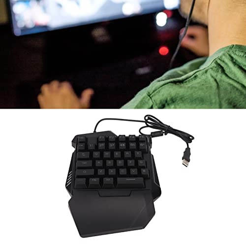 Qudinip Tastiera da Gioco con una Sola Mano, Design Ergonomico Retroilluminato RGB a 35 Tasti con Poggiapolsi, Tasti Silenziosi per Giochi su PC