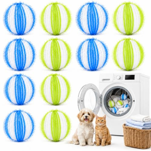 Pet Hair Remover Washing Machine, 12PCS Reusable Laundry Balls, Lint Catcher & Hair Catcher – Effectively Removes Dog Cat Fur from Clothes Bedding