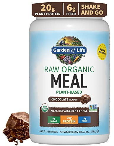 Garden of Life Organic Vegan Meal Replacement - Raw Plant Based Protein Powder, Chocolate, 35.9oz (2lb 4oz/1,017g) Powder