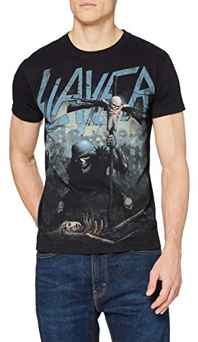 Slayer Mens Tee: Soldier Cross (Small) - Black - Small