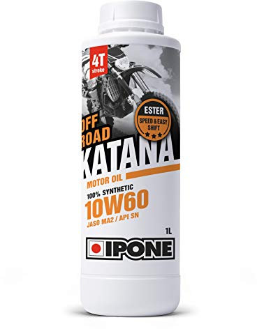 IPONE - Huile Moteur Moto 4 Temps 10W60 Katana Off Road -100% Synthétique avec Esters – Passage de Vitesse Rapide et Précis - Bidon 1L