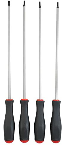 DEKTON DT65213 Long Bar 250mm Torx Screwdriver Set, Black/Red, Set of 4 Piece