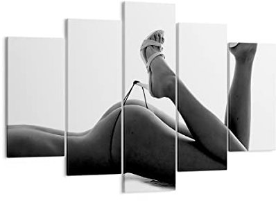 Mehrteilige Bilder auf Leinwand 150x100cm Leinwandbild Frau Akt Pose Groß XXL Wanddeko Bild Schlafzimmer Set 5 teilige Wandbilder Dekoration Wohnzimmer Decor Canvas Wand Kunstdruck Art EA150x100-0105