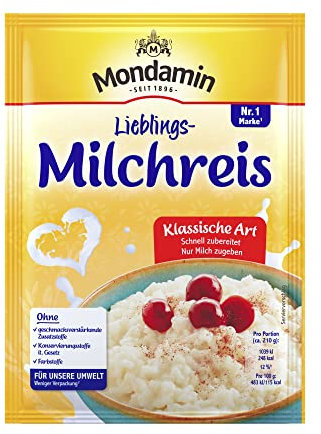 Mondamin Milchreis Klassische Art für ein süßes Dessert schnell zubereitet, nur Milch zugeben 125 g (1 x 125g)