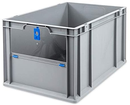 aidB Eurobox NextGen Insight Cover blau, 600x400x320 mm, Cover hoch, robuste Regalbox mit Entnahmeöffnung, stapelbare Kunststoffkiste, ideal für die Industrie, 1St