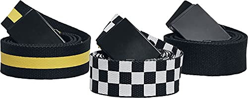 Urban Classics Herren Belts Trio Gürtel, Mehrfarbig (Black/White/Yellow 01181), No Aplica|#682 (Herstellergröße: S/M)