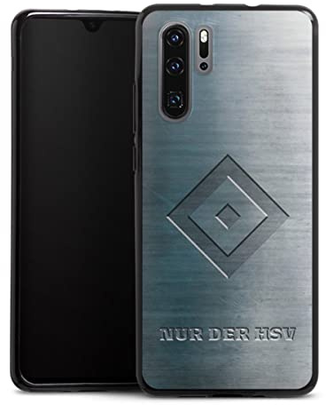 Silikon Hülle kompatibel mit Huawei P30 Pro Case schwarz Handyhülle HSV Hamburger SV Metallic Look