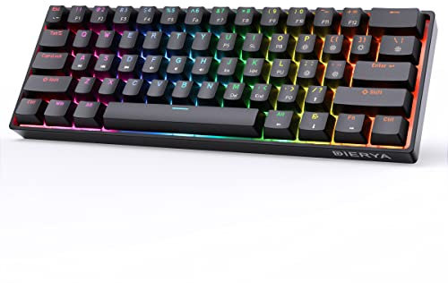 Dierya DK61E Clavier de Gamer Mecanique Mini 60% avec Hotswap Gateron Brown Switch,Rétroéclairage RGB,PBT Keycap,IPX4 étanche,61 Touches Programmables pour Win/Mac/Android-Disposition QWERTY