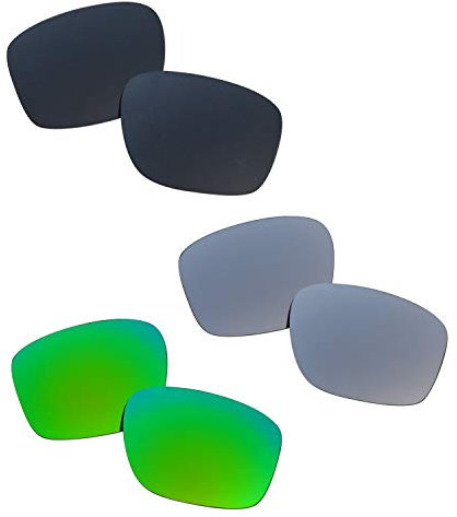 SOODASE Pour Oakley Sliver Des lunettes de soleil Noir/Argenté/Vert Verres de remplacement polarisés