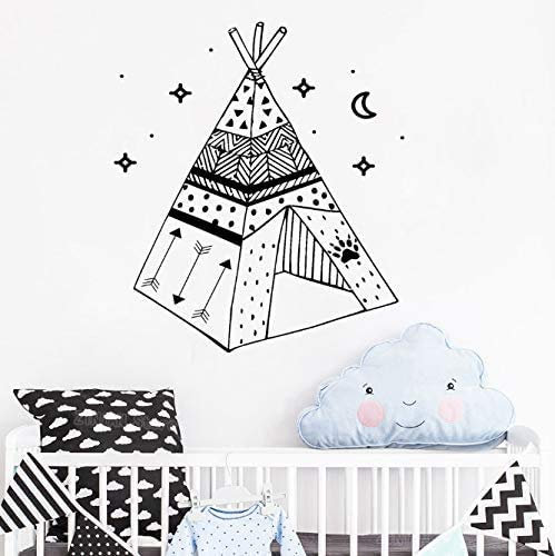 Tribal Wigwam Vinyl Aufkleber Aufkleber Kinderzimmer Babyzimmer Rustikales Familien Dekor Tipi Wandaufkleber Spielzimmer Schlafzimmer Nordic Style 56X61 Cm