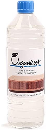 Organicook Food Grade Mineral Oil 1L – Food Safe White Oil for Wooden Chopping Boards, Butcher Blocks, Bamboo & Serving Boards – Nut-Free