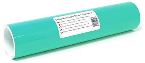 Finest Folia 3m x 31cm Plotterfolie 105 Farben Matt/Glänzend Selbstklebend Bastelfolie zum Plotten Möbelfolie (054 Türkis, Glanz)