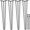 VEVOR Pieds de Table en Épingle à Cheveux de 16 Pouces, Ensemble de Pieds de Table en Épingle 4 PC, Pieds en Épingle À Cheveux en Acier avec 3 Tiges Robustes, Pieds de Meubles Noirs pour Créer Table
