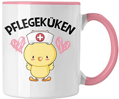 Trendation - Pflegeküken Tasse Geschenk Krankenschwester Ärztin Lustige Kaffeetasse Geschenkidee Altenpflegerin Pflegerin (Rosa)