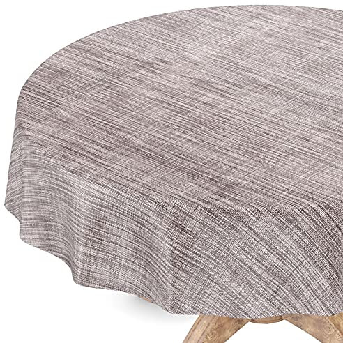 Tischdecke abwaschbar Wachstuch Wachstuchtischdecke Gartentischdecke Leinen-Optik Pflegeleicht Wasserabweisend 100 x 100 cm (Rund) Grau Schnittkante