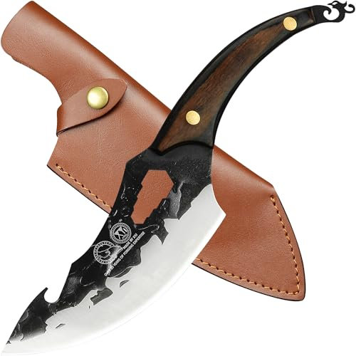 XYJ Full Tang 6,5 Zoll Slice Messer Jagd Schlachtmesser Tranchiermesser mit Lederscheide & Mini-Messer & Whetstone