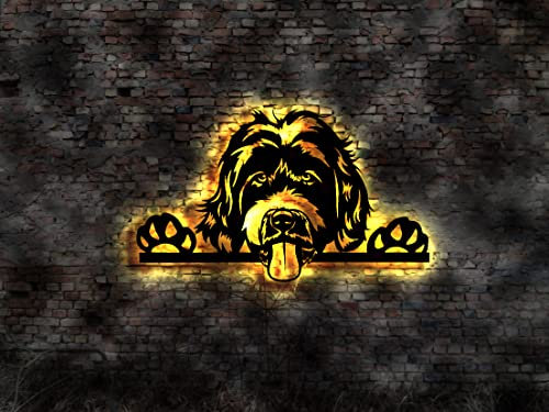 3D Dog Labradoodle Dog Sticker Wall Picture Light Sign LED Decoration No Puppies Collar Book Male Breeding Picture Dog Kennel