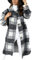 EFOFEI Damen Karo Bluse Umlegekragen Tops Baggy Revers Knöpfe Jacken Seitenschlitz Mantel Boyfriend Karo Tunika Dunkelgrau S