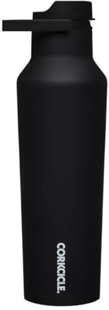 Corkcicle Sports Canteen - Triple Insulated Stainless Steel Water Bottle - Keeps Cold for 25+ Hours and Hot for 12 Hours - Leakproof, Reusable, BPA-Free, Dishwasher Safe - Black, 590ml/20oz