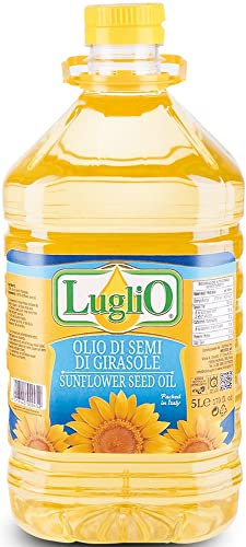 Huile de Tournesol (5 Litre) Huile Comestible Grand Récipient I Huile de Friture I Idéal pour la cuisson des Rôtis et des Salades Par Olio Luglio
