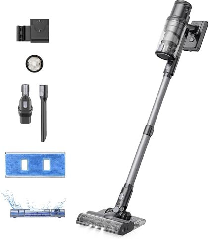 Proscenic P11 Mopping 35Kpa Cordless Vacuum Cleaner and Mop Combo with Touch Screen Stick Vacuum Equipped 5-Stage Filtration System for Pet Hair Car, Silver