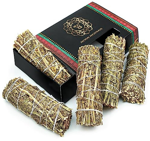 MUT22 5 Atado Ruda 10 cm Sagrada para Quemar - Hierba de Purificación y Armonía: Salvia Apiana 100% Natural, Ideal para Limpieza Espiritual y Rituales Energéticos (5 Ruda)