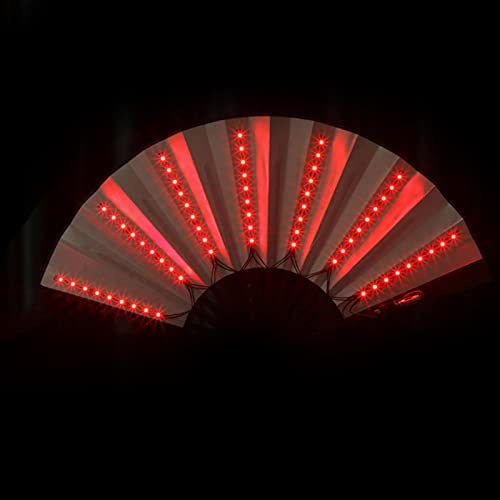 Led Glowing Fan, Party Light Up Foldable Hand Fan Large Folding Fan For Raves, Light Up Fan Chinese Hand Held Folding Fan Performance Show Party Fan Dance Fan Festival Accessories Hand Fan For Women