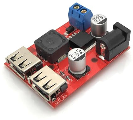 BerryBase Netzteilmodul 6-40V Schraubklemme/Hohlstecker Eingang -> 5V / 3A mit 2X USB Ausgang