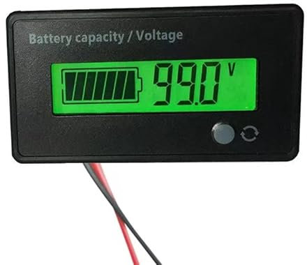 Switian Compteur de Batterie DC 12-84V, Tension de Capacité de Batterie, Moniteurs de Batterie,Testeur de Batterie au Plomb-Acide et au Lithium-Ion (Lumière Verte)