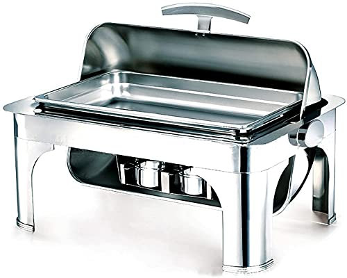 9L Stainless Steel Full Size Roll Top Chafing Dish, Chafer And Buffet Food Warmers Set with Food Pan, Water Pan And Fuel Holders, for Wedding, Parties