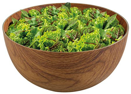 BATANIA Obst- und Salatschüssel | Obstkorb | Kunststoff in Holz-Optik | Große Bowl (Rund | 7 Liter)