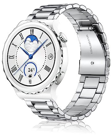 SeNool 20mm Cinturino per Huawei Watch GT 3 Pro 43mm/Watch GT 3 42mm/Watch GT 2 42mm/Watch 2/Watch 2 Pro/Watch 2 Sport, Metallo Acciaio Inox Bracciale per Honor Magic Watch 2 42mm - Argento